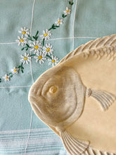 Load image into Gallery viewer, Powder blue tablecloth with embroidered daisies
