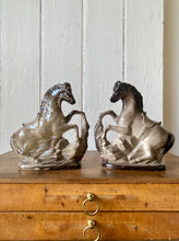 Load image into Gallery viewer, A pair of rearing mantle horses in grey glaze
