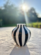 Load image into Gallery viewer, Gisela Graham, London black and white stripe vase
