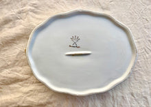 Load image into Gallery viewer, Large striped and floral porcelain planter with crenellated rim
