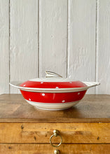 Load image into Gallery viewer, A set of Crownford Art Deco tableware with white polka dots on scarlet
