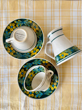 Load image into Gallery viewer, A French set of two cups and saucers and matching milk jug
