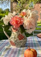 Load image into Gallery viewer, A Clay Craft spongeware jug with pink roses
