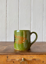 Load image into Gallery viewer, Large antique green pint mug with daisy decoration
