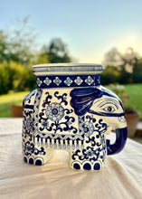 Load image into Gallery viewer, Large blue and white porcelain elephant
