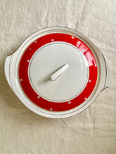 Load image into Gallery viewer, A set of Crownford Art Deco tableware with white polka dots on scarlet
