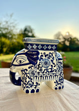 Load image into Gallery viewer, Large blue and white porcelain elephant

