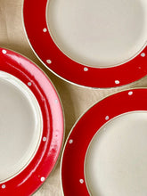 Load image into Gallery viewer, A set of Crownford Art Deco tableware with white polka dots on scarlet
