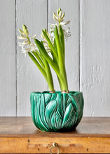 Load image into Gallery viewer, Green Hyacinth leafy vase or planter by Sylvac
