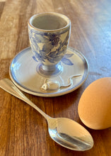 Load image into Gallery viewer, A studio pottery egg cup with integral saucer and mouse!
