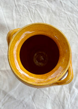 Load image into Gallery viewer, A yellow ochre twin handled glazed vase
