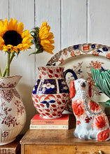 Load image into Gallery viewer, Antique chestnut and white hand painted Staffordshire dog
