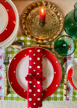 Load image into Gallery viewer, A set of Crownford Art Deco tableware with white polka dots on scarlet
