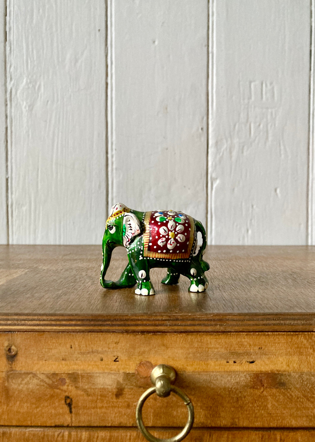 Small papier mache hand made and decorated elephant