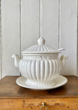 Load image into Gallery viewer, Large French-style soupier with fluted design, complete with lid, ladle and plate
