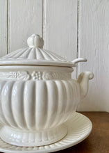 Load image into Gallery viewer, Large French-style soupier with fluted design, complete with lid, ladle and plate
