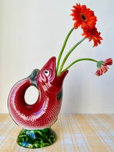 Load image into Gallery viewer, Red Portuguese Majolica Gluggle Jug
