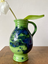 Load image into Gallery viewer, Hand crafted green and blue glazed footed jug
