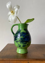 Load image into Gallery viewer, Hand crafted green and blue glazed footed jug
