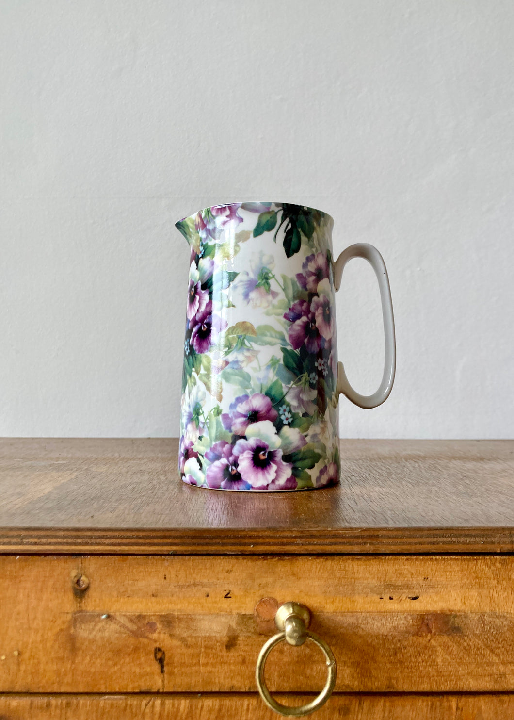 Heron Cross Pottery purple pansy jug