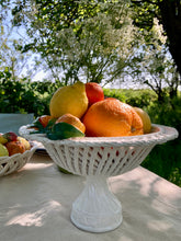 Load image into Gallery viewer, Italian pierced lattice faux basket pedestal dish with satsumas
