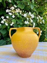 Load image into Gallery viewer, Art Deco yellow ceramic vase with splatter effect
