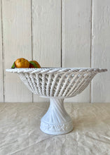 Load image into Gallery viewer, Italian pierced lattice faux basket pedestal dish with satsumas
