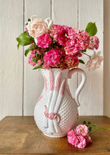 Load image into Gallery viewer, Large pink and white majolica asparagus jug by Bordallo Pinheiro
