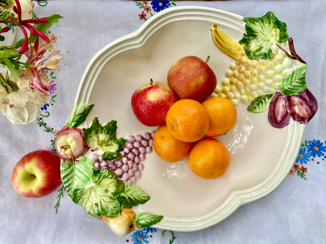 Portuguese white majolica fruit or salad bowl