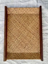 Load image into Gallery viewer, Woven seagrass covered wooden tray
