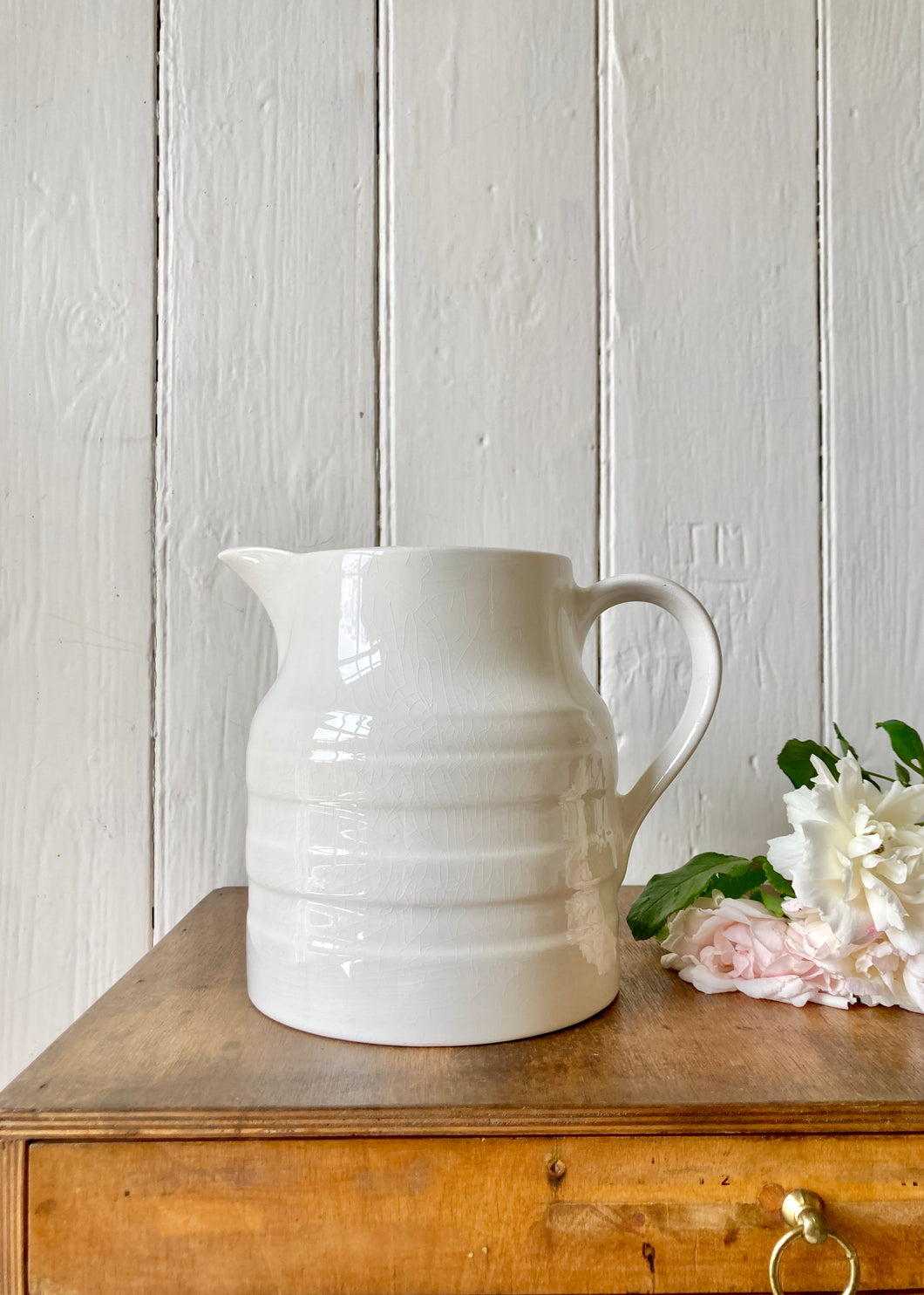 A large Nelson Ware white banded jug (4 pint)