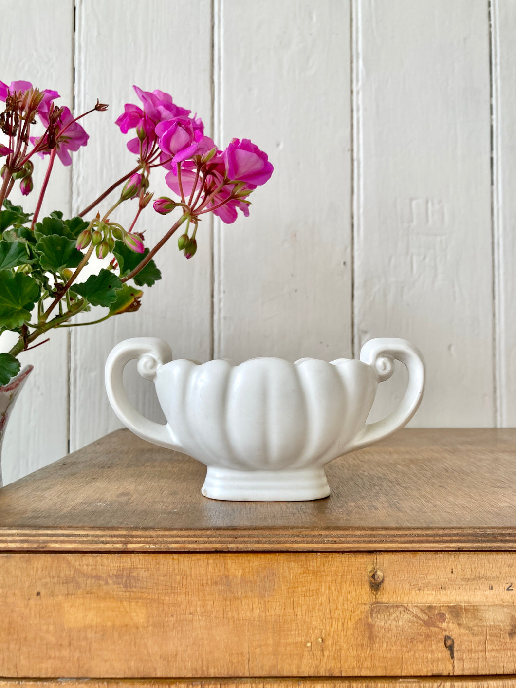 Miniature white mantle vase by Wade