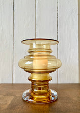 Load image into Gallery viewer, Scandi amber glass hurricane lamp
