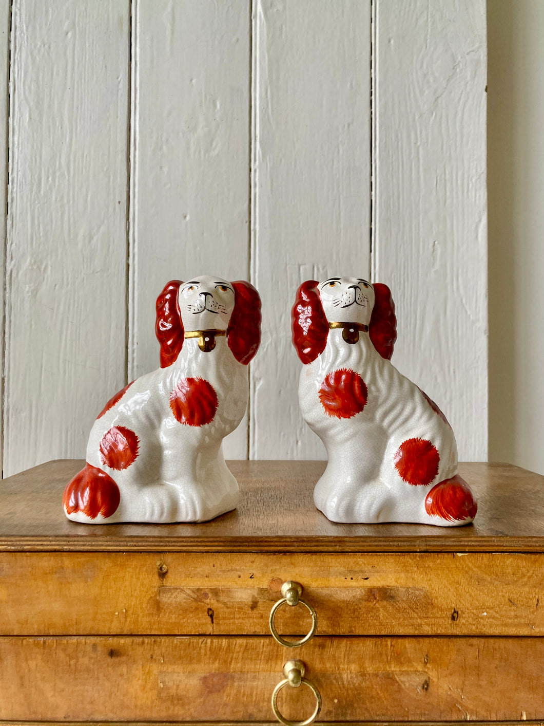 Pair of hand painted Staffordshire dogs
