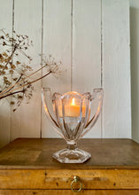 Load image into Gallery viewer, Trophy style pressed glass vase or candle holder
