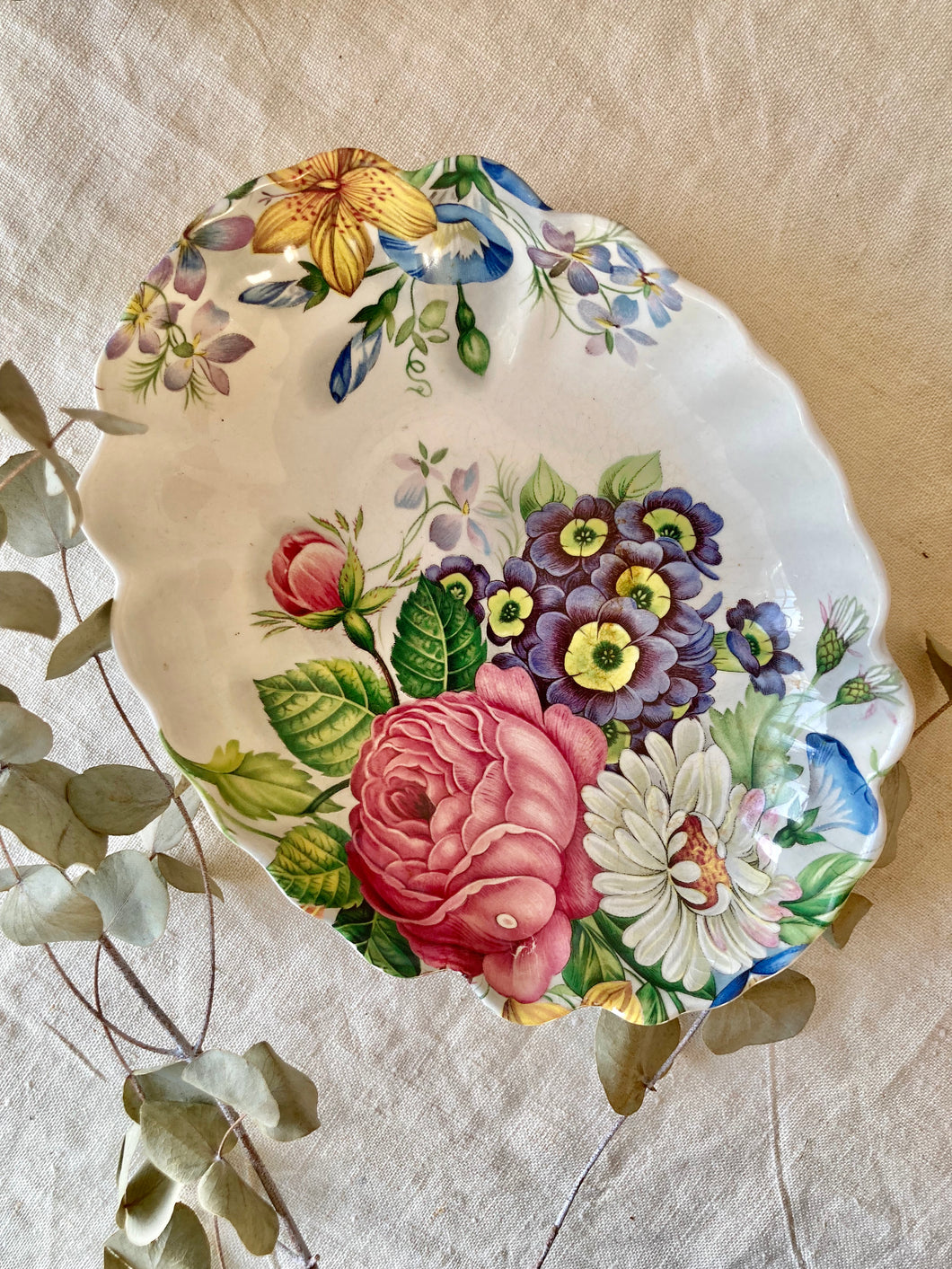 Floral oval dish by James Kent