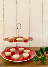 Load image into Gallery viewer, Two-tier red polka dot cake stand
