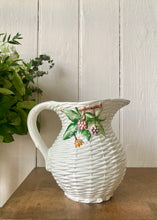 Load image into Gallery viewer, Large white Italian faux basket majolica jug
