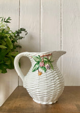 Load image into Gallery viewer, Large white Italian faux basket majolica jug
