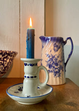 Load image into Gallery viewer, Blue and white hand painted candle holder
