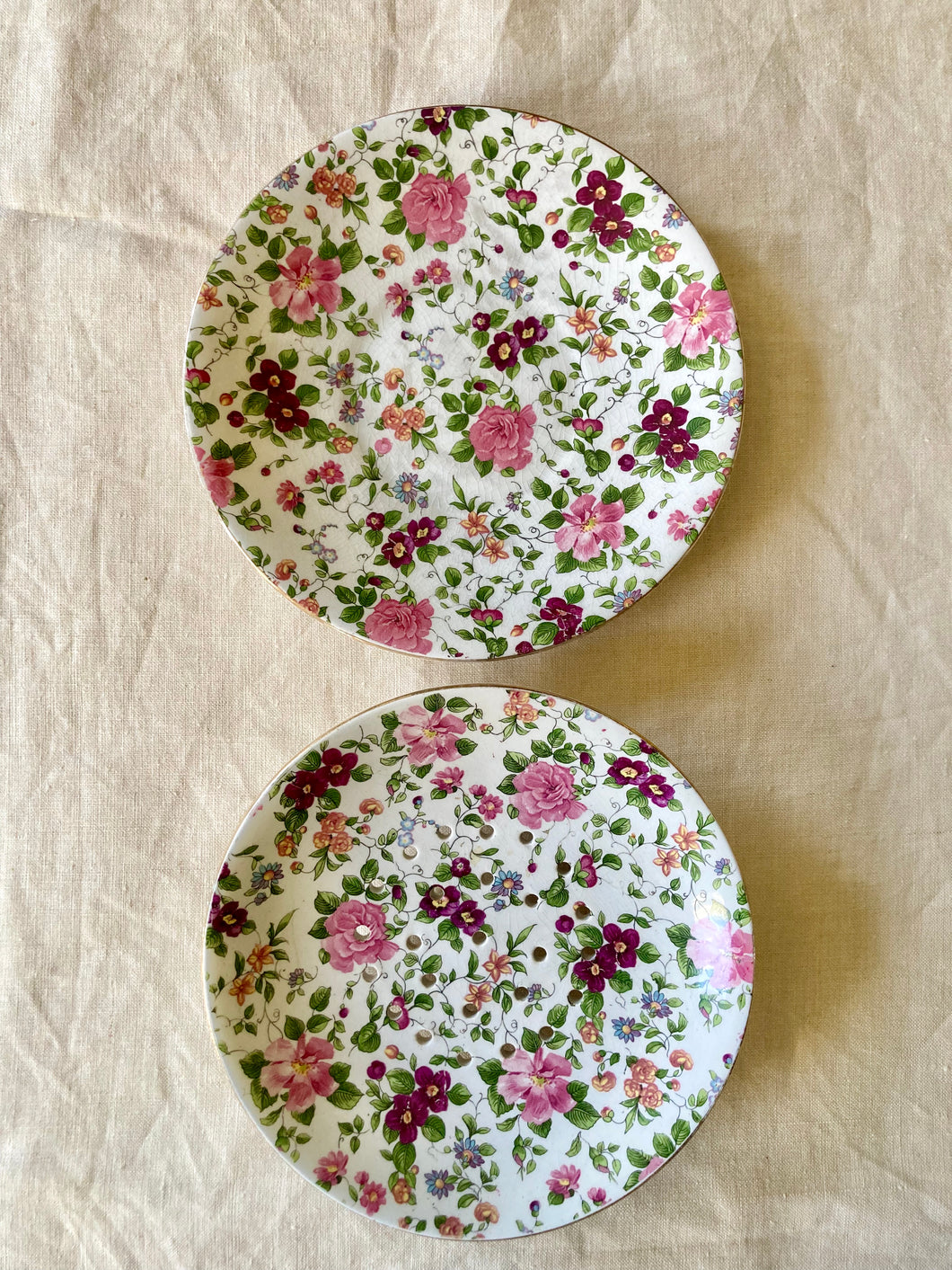 Floral drainer dish and plate by Brigwood, England