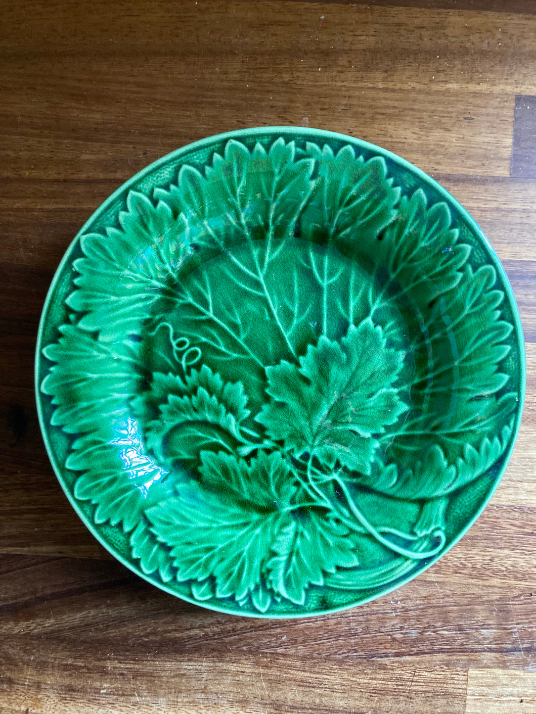 Antique green leafy side plates