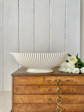 Load image into Gallery viewer, Large ribbed white footed mantle vase
