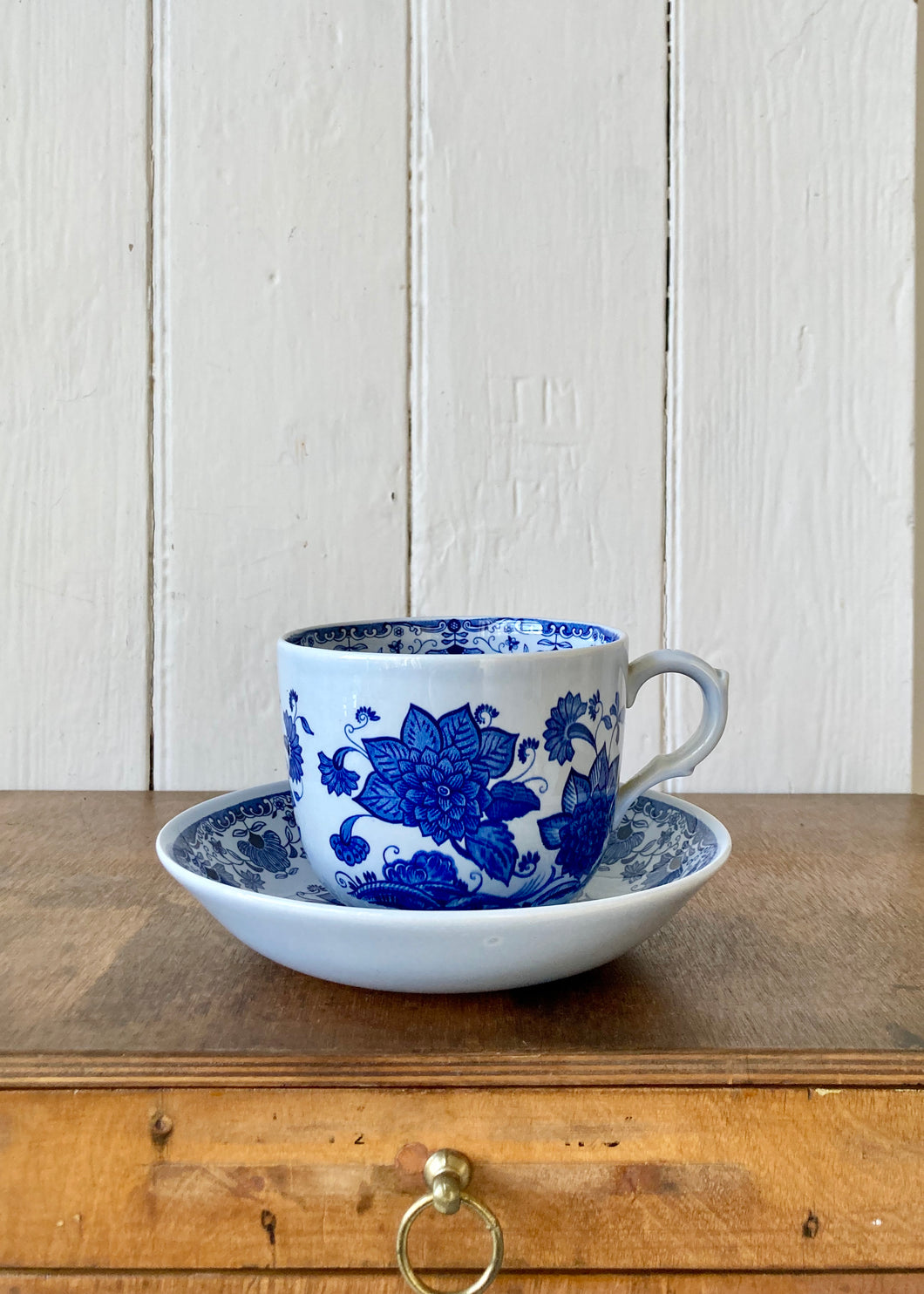 Large 'Blue Butterfly' cup and saucer by Adams