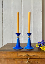 Load image into Gallery viewer, Cobalt blue china candlesticks
