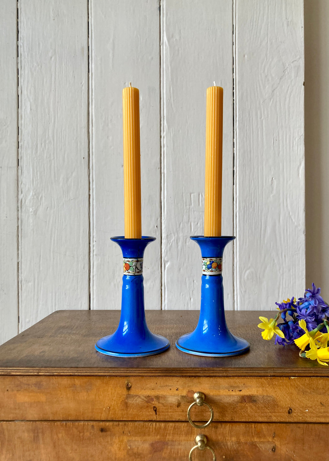 Cobalt blue china candlesticks
