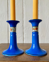 Load image into Gallery viewer, Cobalt blue china candlesticks
