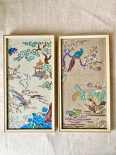 Load image into Gallery viewer, A pair of framed embroidered oriental-style panels
