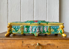 Load image into Gallery viewer, Large decorative ceramic lidded box on lion&#39;s feet
