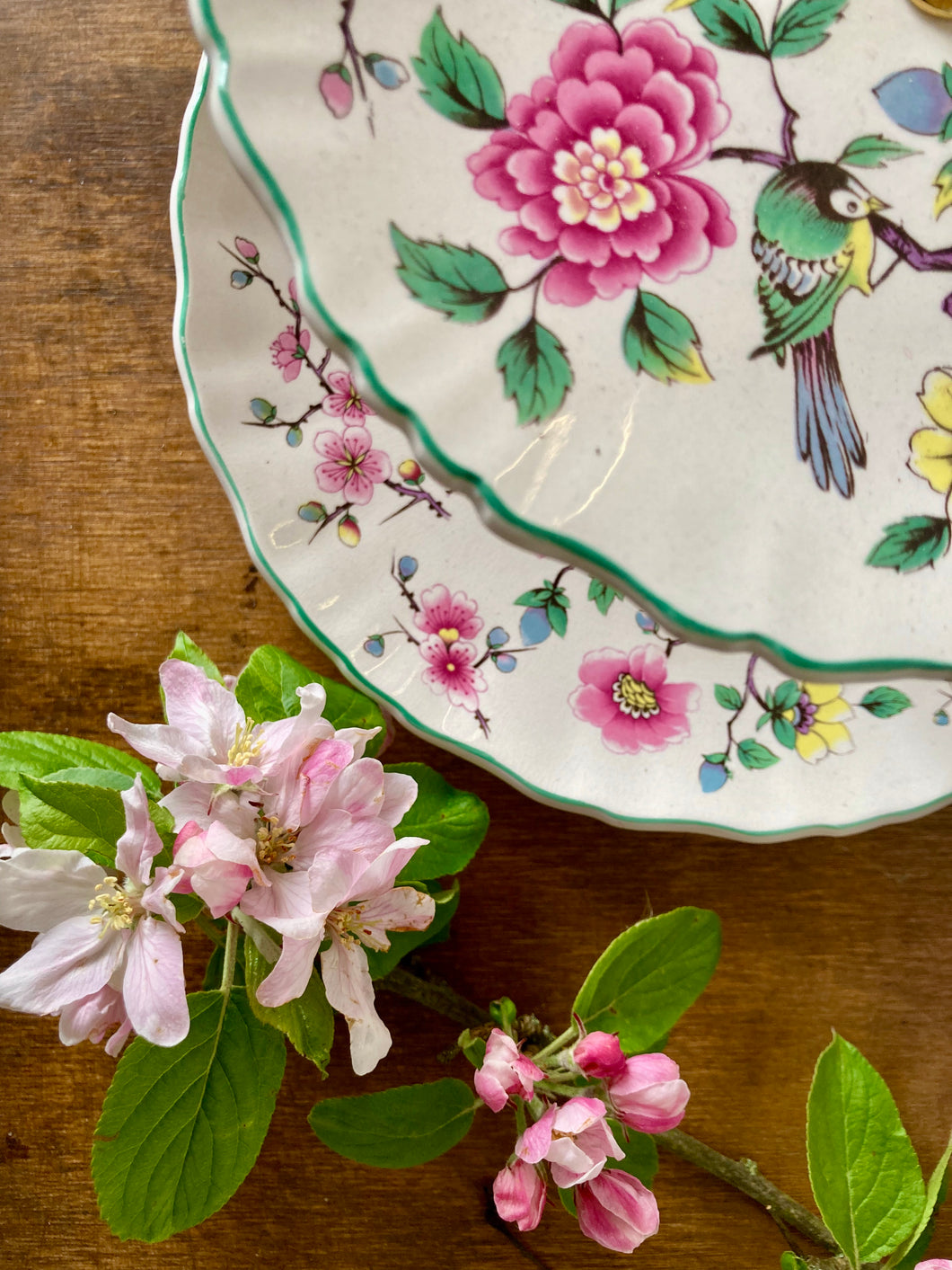 Old Foley Chinese Rose cake stand by James Kent